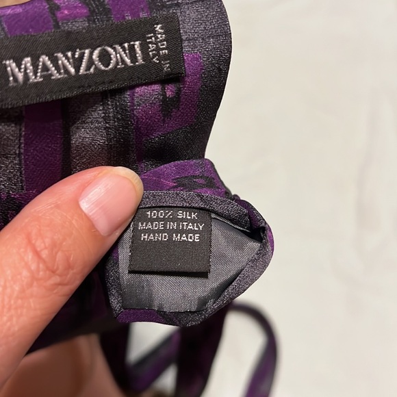 Manzoni purple/greys 100% silk necktie - Picture 5 of 5